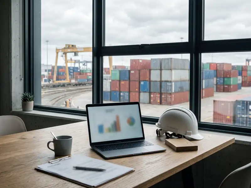 Zwei Arbeitsplätze in einem hellen Büro mit Blick über Linz